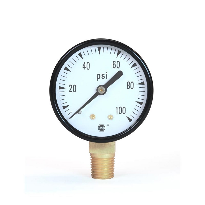 Pressure Gauge 0 to 100 PSI 2" Face Poly Case 1/8" Thread Bottom Connection 
